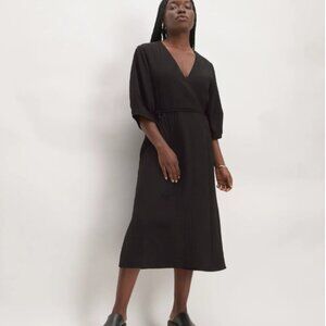 EVERLANE city stripe wrap dress in black - size 10